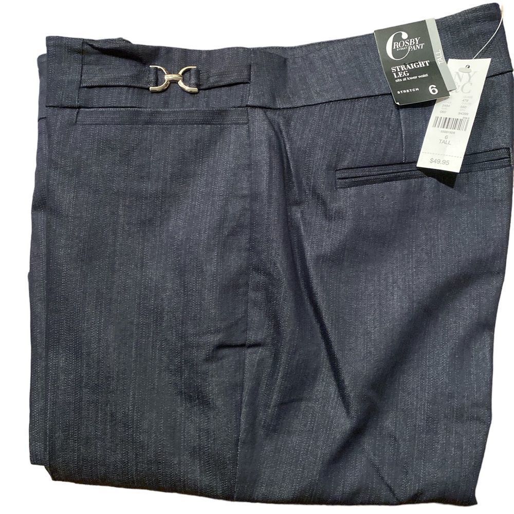 New York & Company Blue Crosby Street Straight Leg Pant | Size 6 Tall